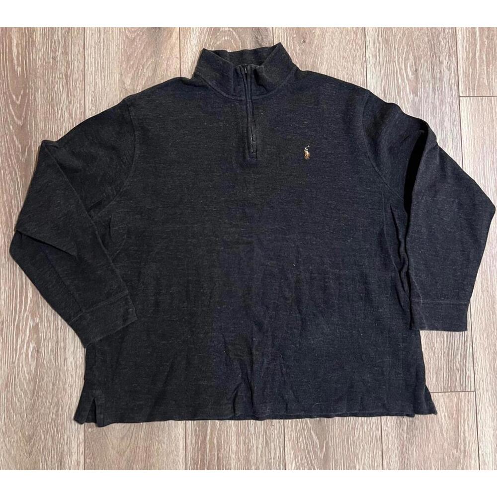 Polo Ralph Lauren Men's Quarter Zip Sweater, Dark Gray, XXL